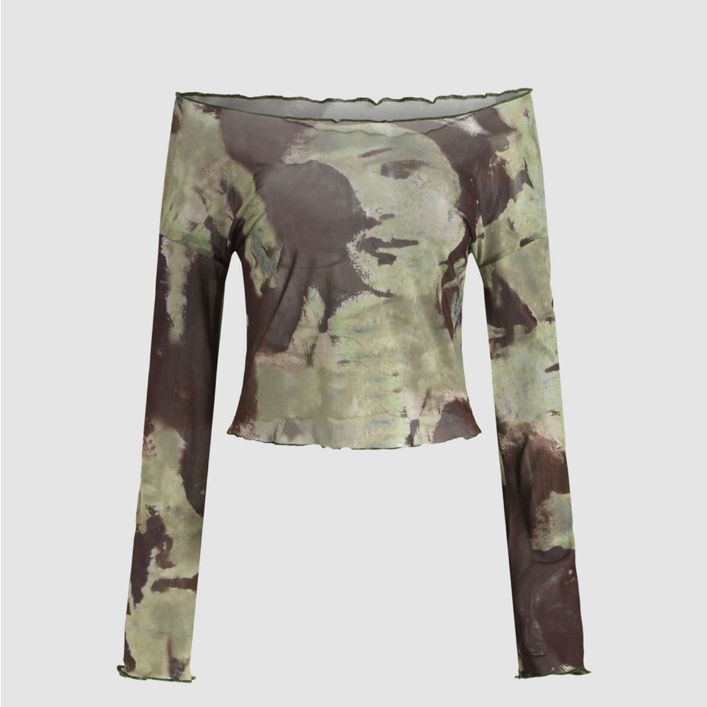 NWT Cider Mesh Print Crop Top